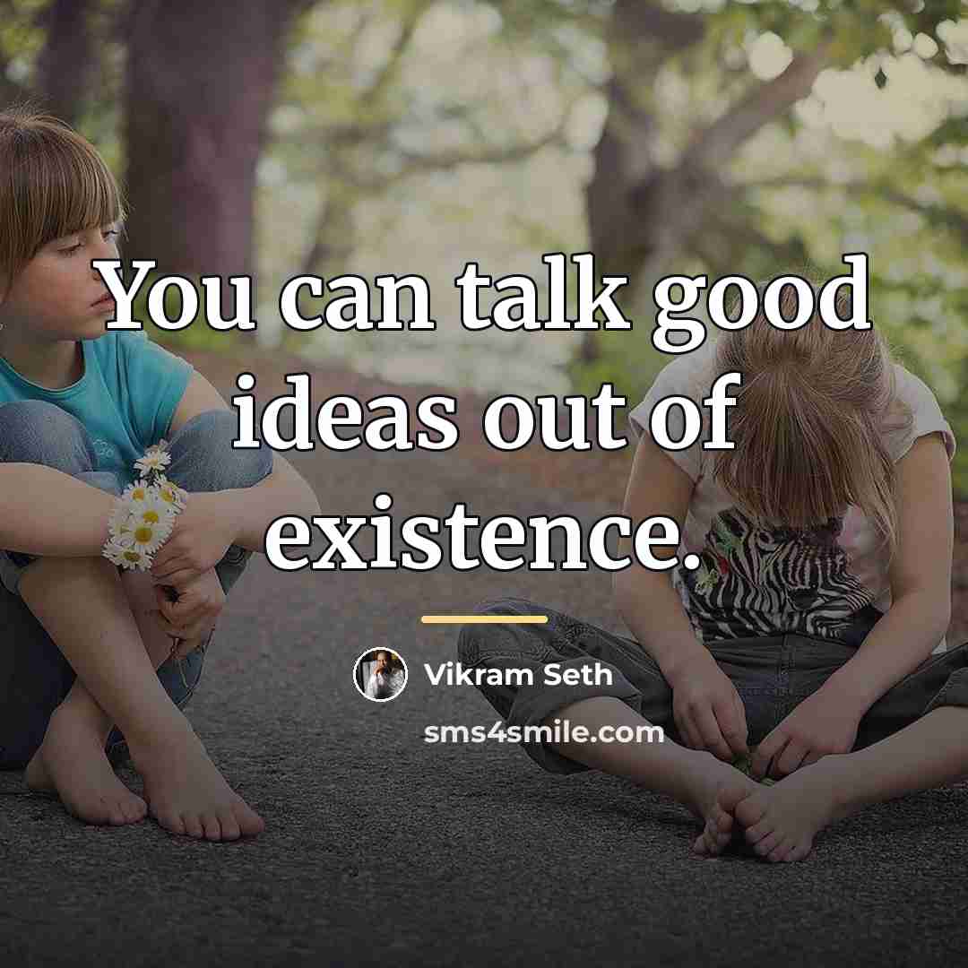 “You can talk good ideas out of existence.…” quote by Vikram Seth