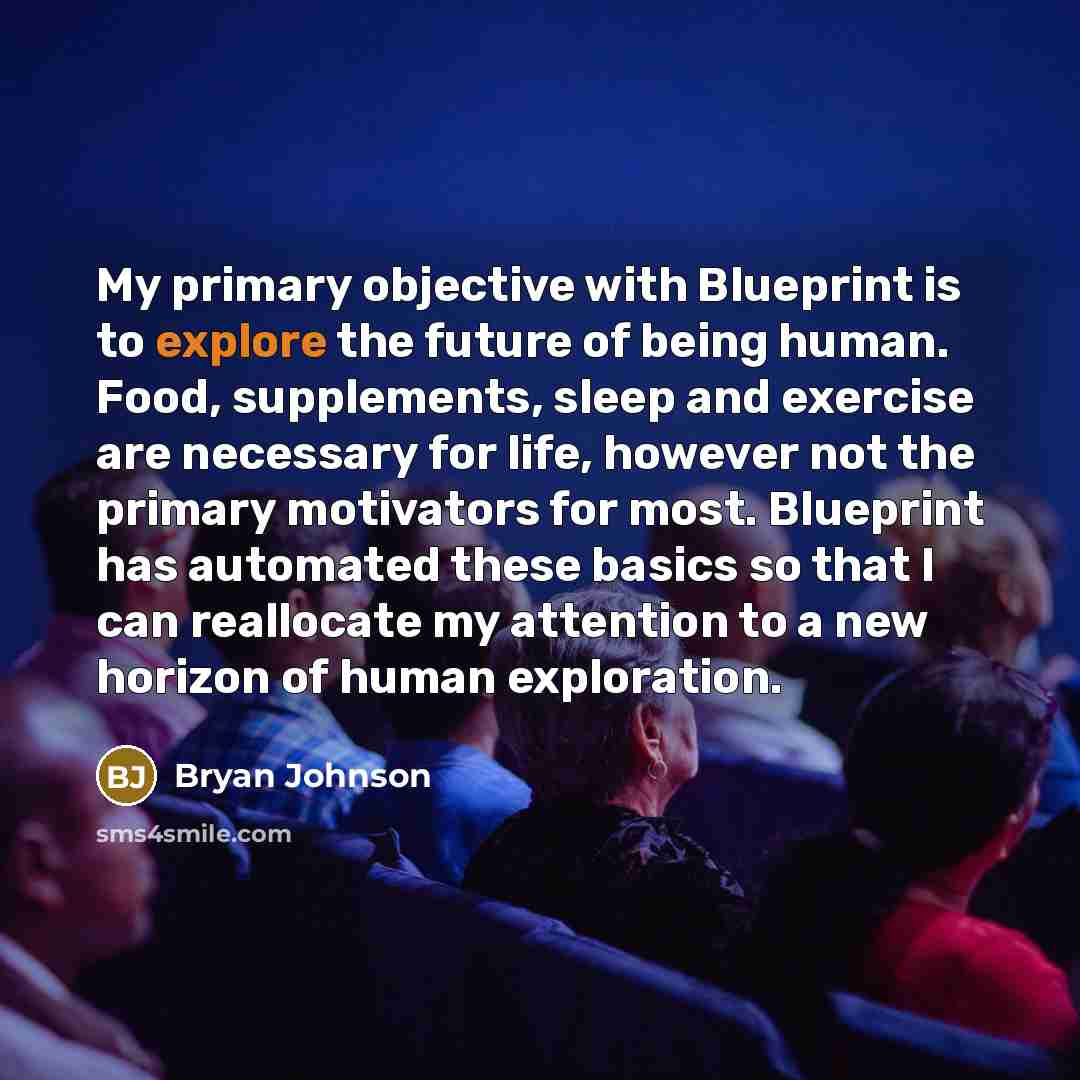 “My primary objective with Blueprint is to explore the future…” quote by Bryan Johnson