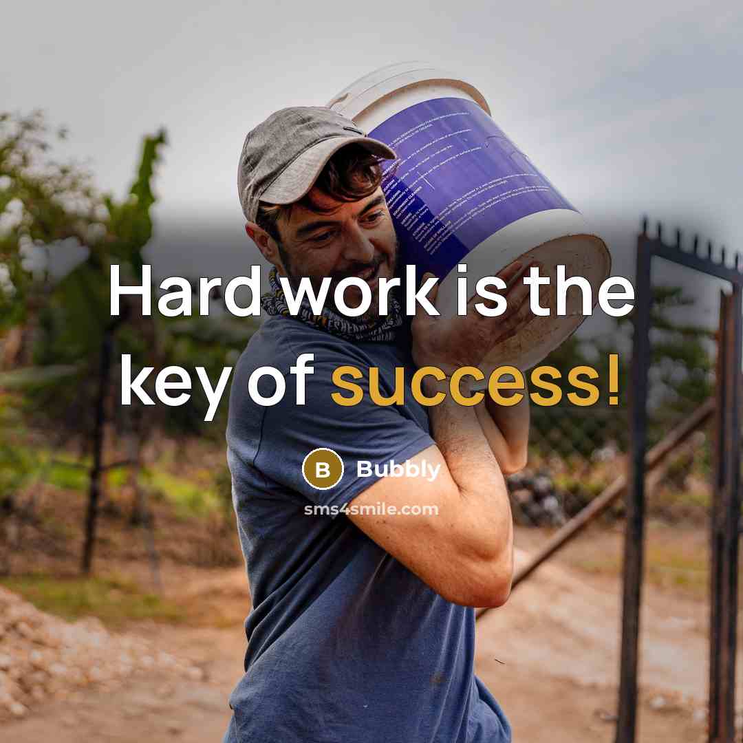 “Hard work is the key of success!” quote by Bubbly
