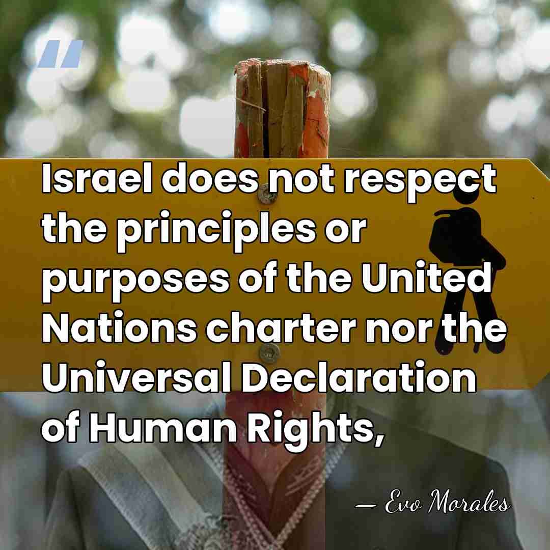 Israel does not respect the principles or purposes of the United Nations&hellip; - Evo Morales