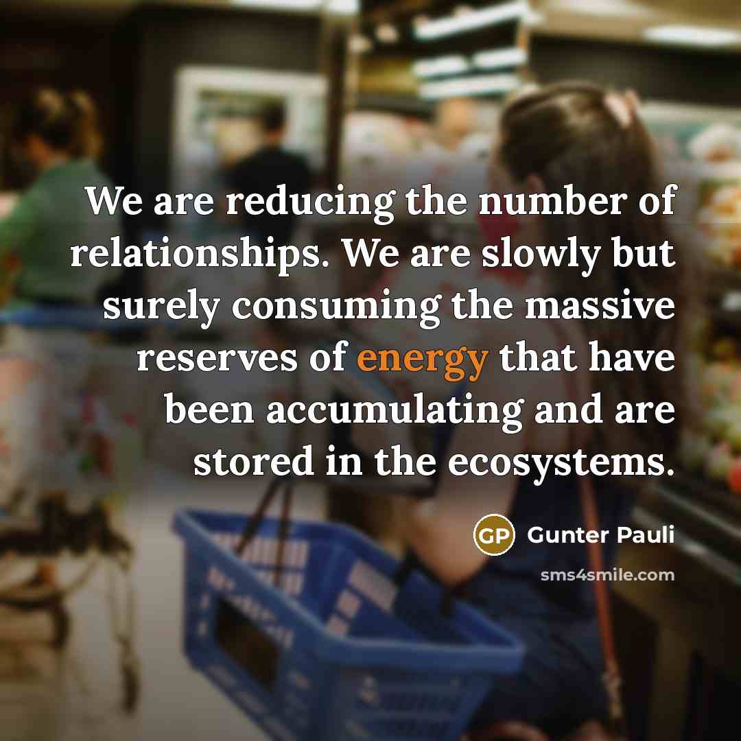“We are reducing the number of relationships. We are slowly…” quote by Gunter Pauli