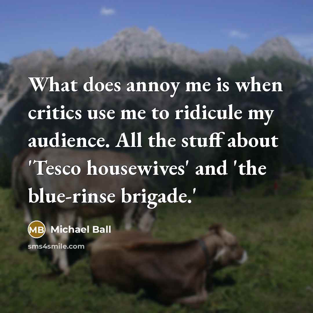 “What does annoy me is when critics use me to…” quote by Michael Ball