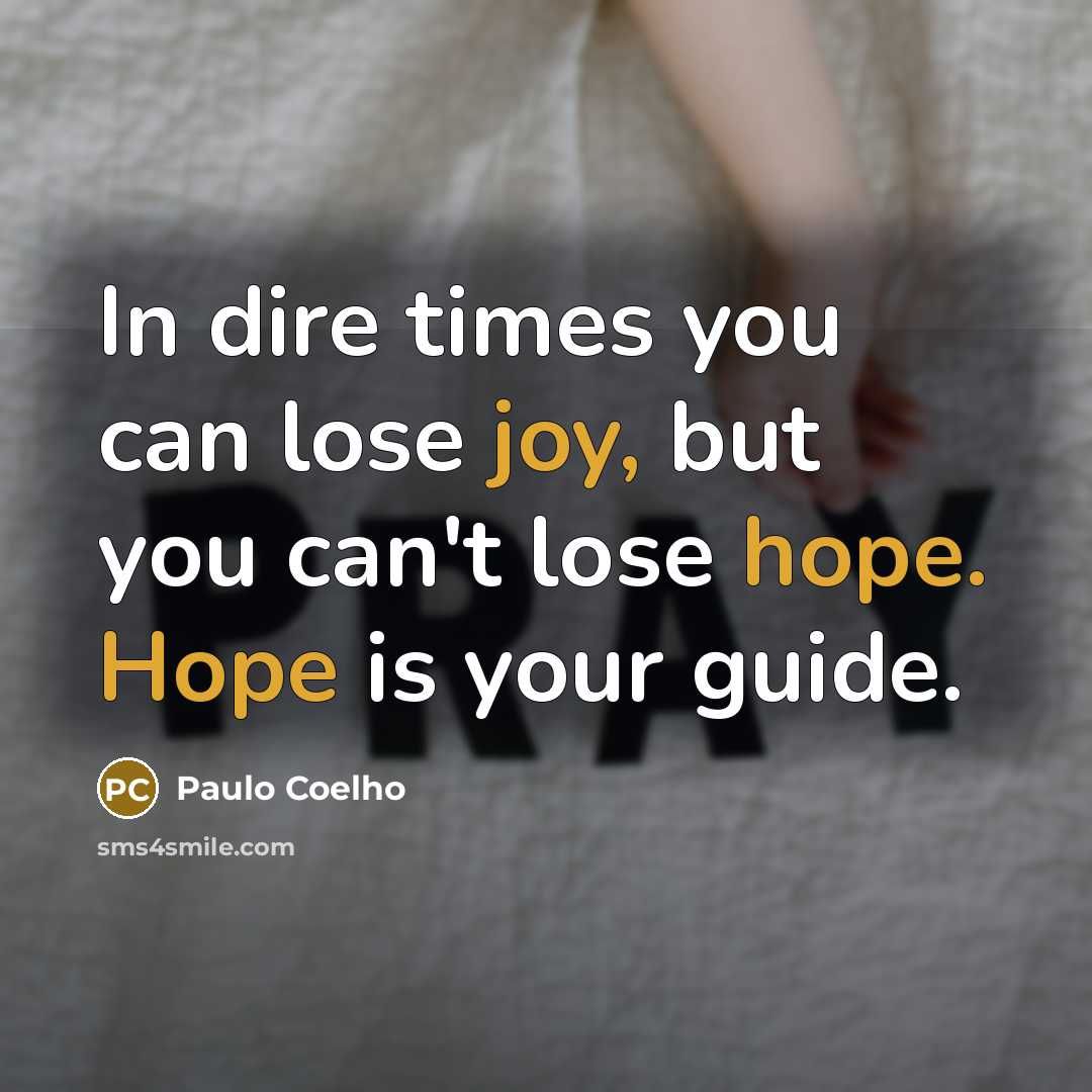 “In dire times you can lose joy, but you can't…” quote by Paulo Coelho