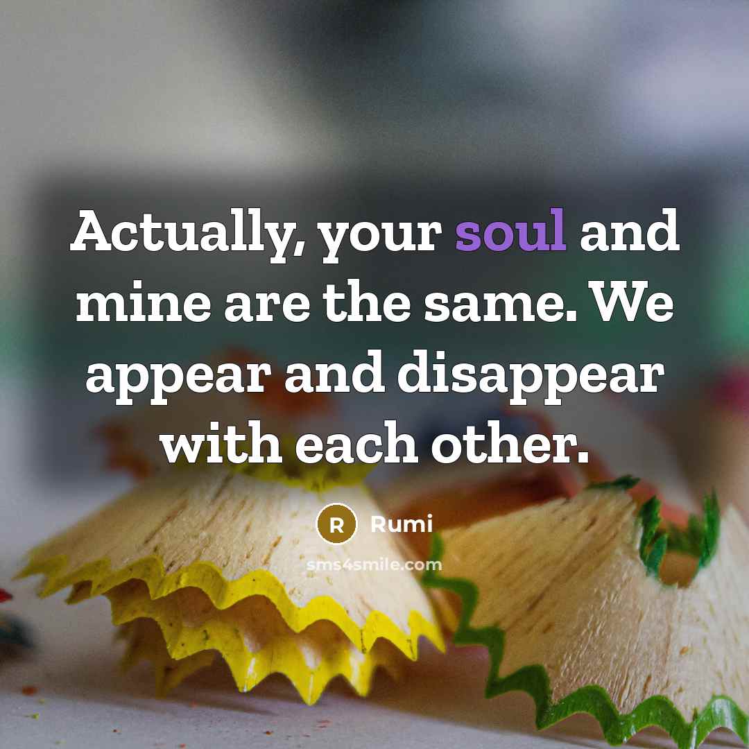 “Actually, your soul and mine are the same. We appear and disappear with each other.” quote by Rumi