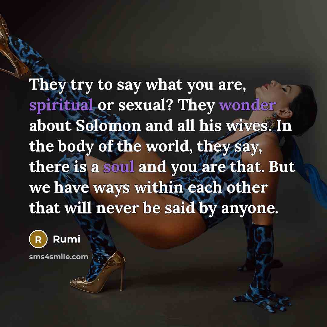 “They try to say what you are, spiritual or sexual?…” quote by Rumi