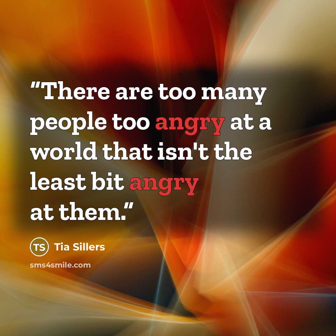 “There are too many people too angry at a world that isn't the least bit angry at them.” quote by Tia Sillers