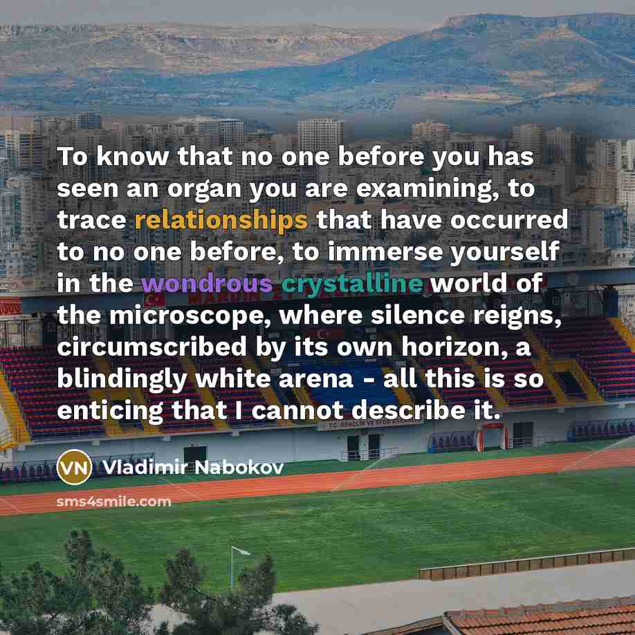 “To know that no one before you has seen an…” quote by Vladimir Nabokov