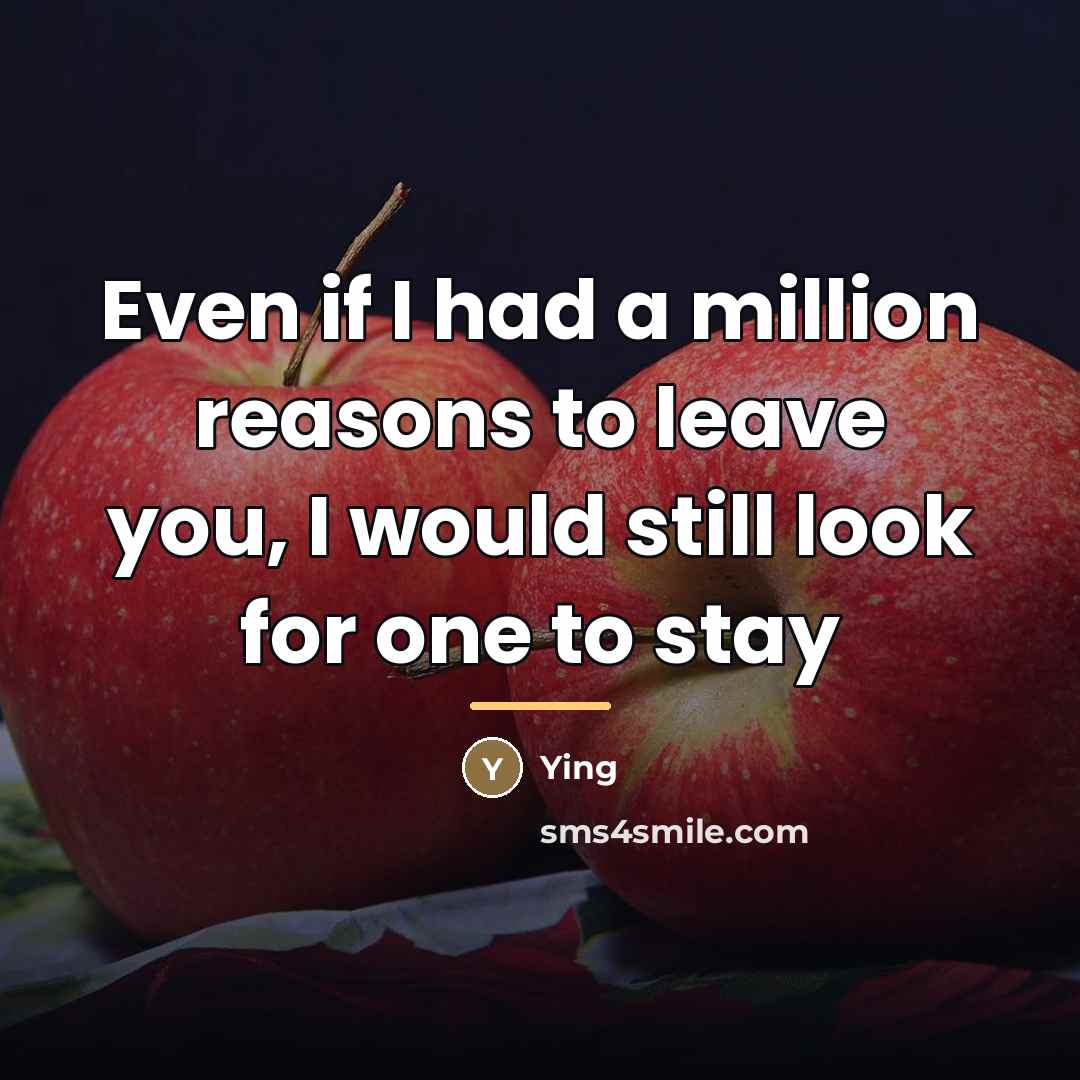 “Even if I had a million reasons to leave you,…” quote by Ying