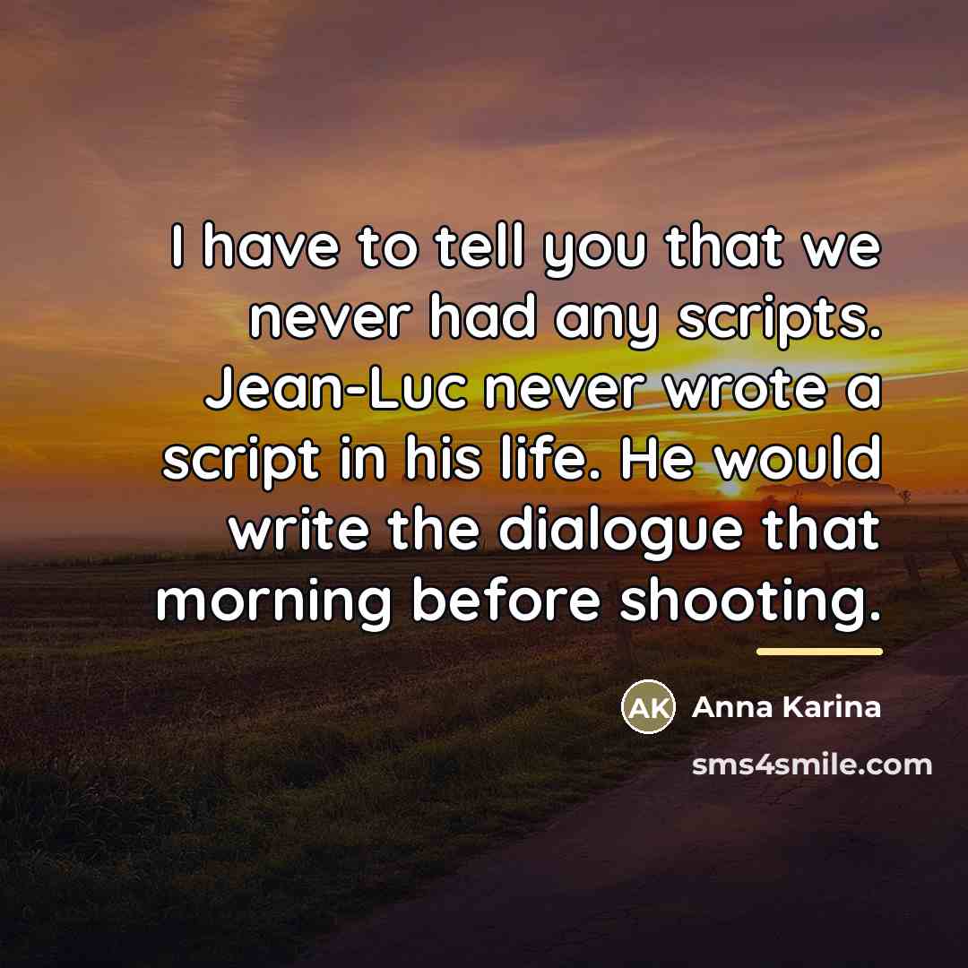 “I have to tell you that we never had any…” quote by Anna Karina