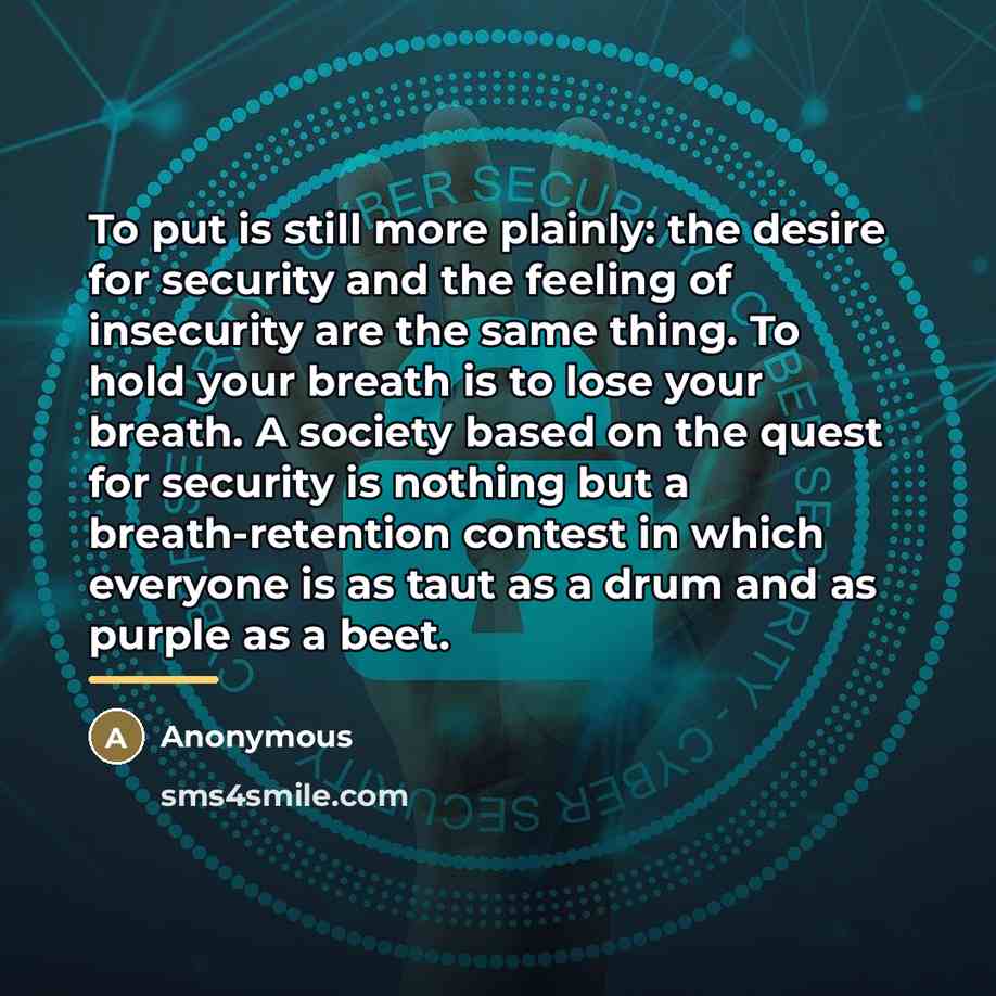 “To put is still more plainly: the desire for security…” quote by Anonymous