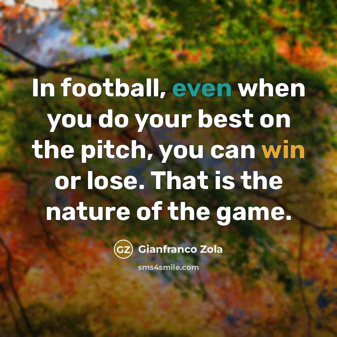 “In football, even when you do your best on the…” quote by Gianfranco Zola