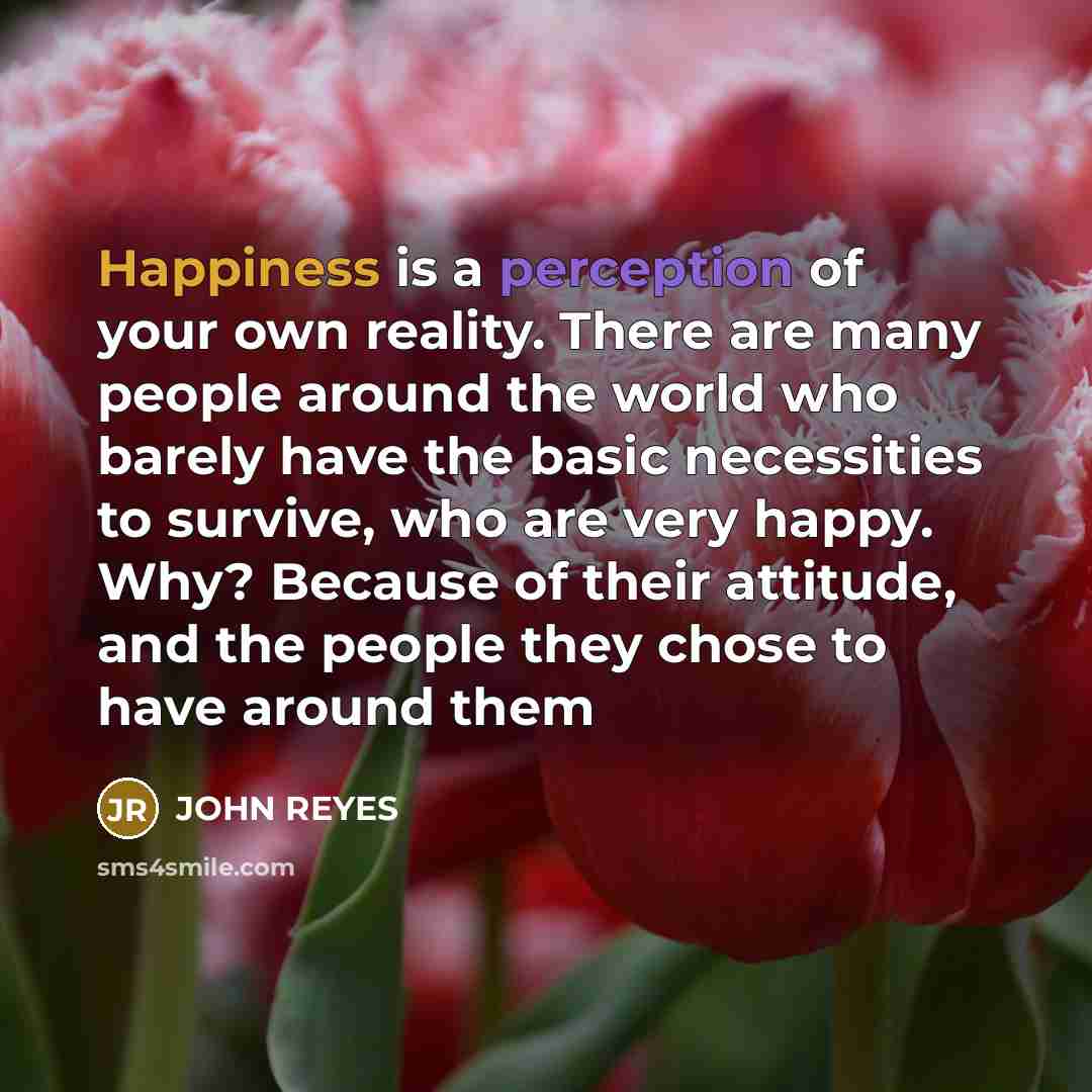 “Happiness is a perception of your own reality. There are…” quote by John Reyes