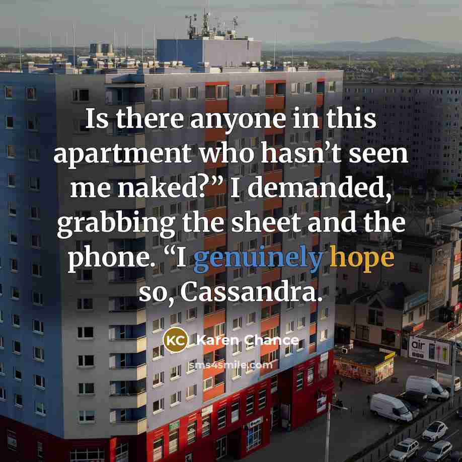 “Is there anyone in this apartment who hasn’t seen me…” quote by Karen Chance
