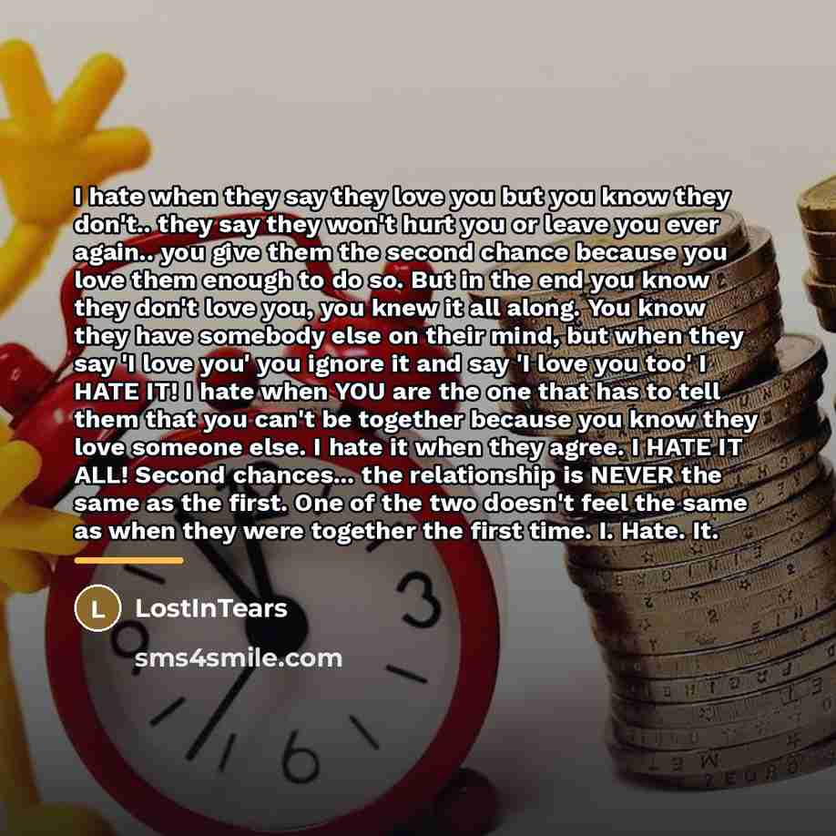 “I hate when they say they love you but you…” quote by LostInTears