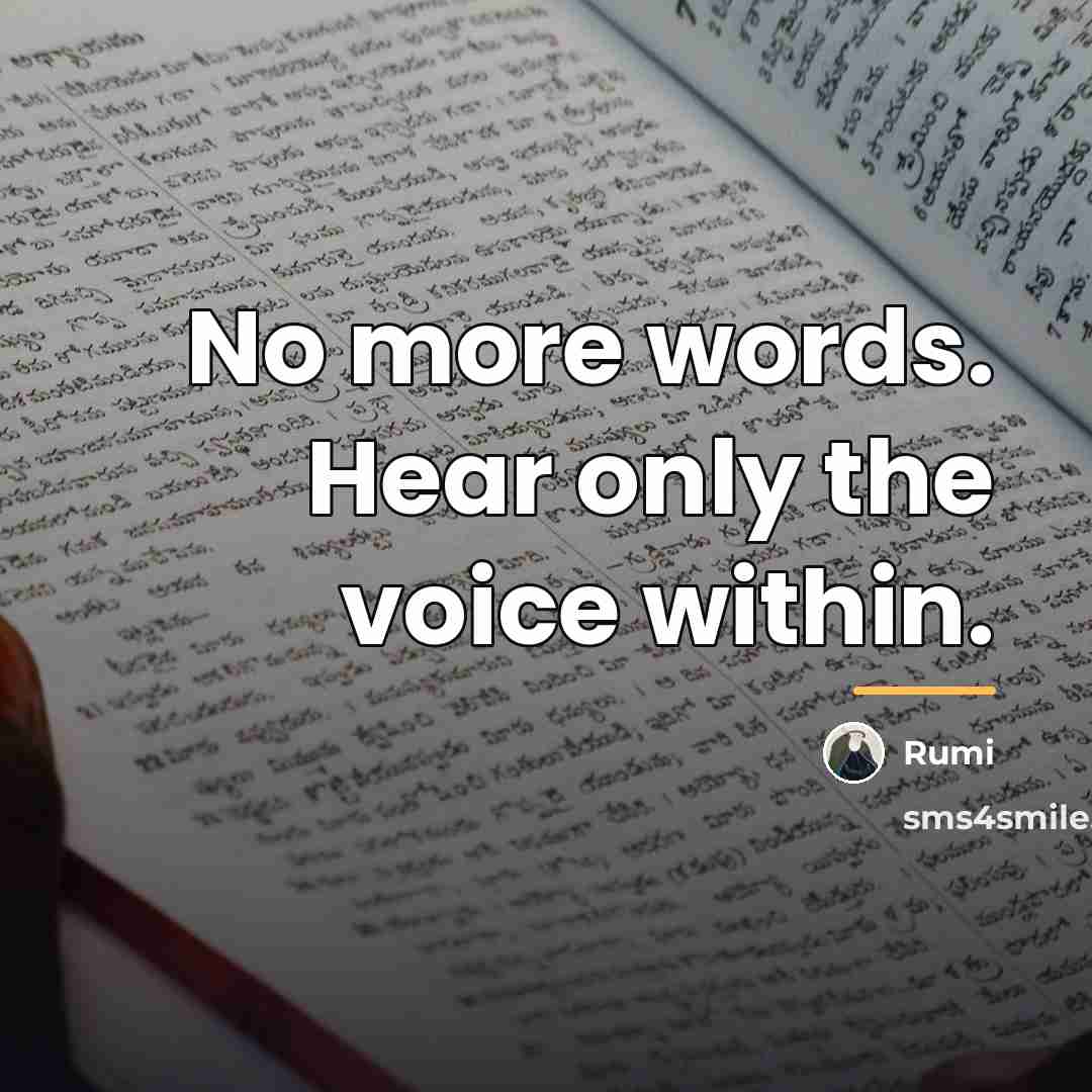 “No more words. Hear only the voice within.…” quote by Rumi