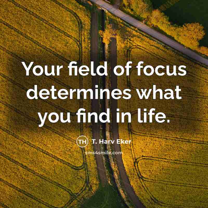 “Your field of focus determines what you find in life.…” quote by T. Harv Eker
