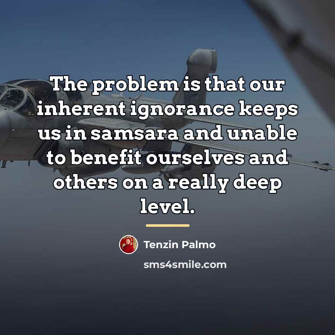 “The problem is that our inherent ignorance keeps us in…” quote by Tenzin Palmo