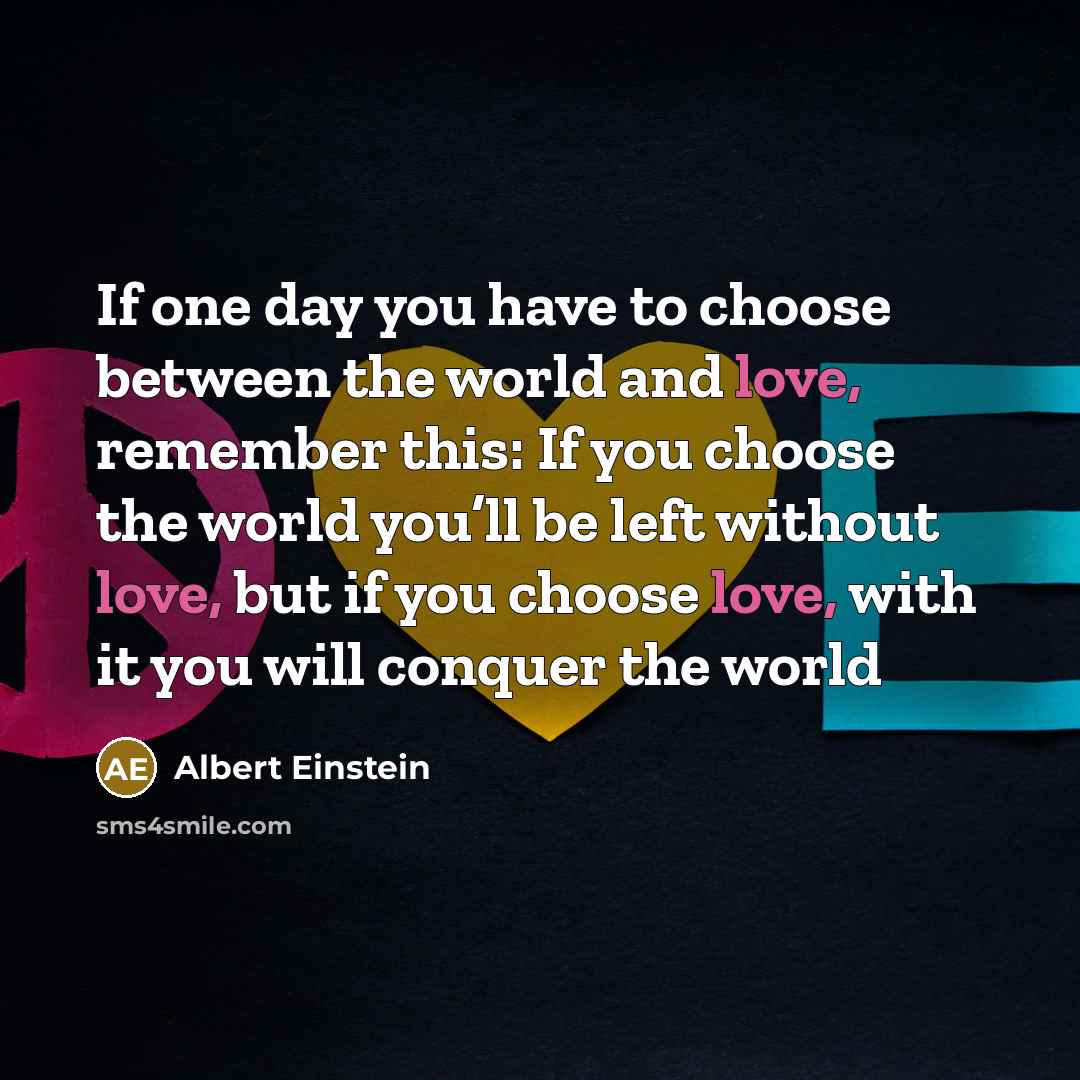 “If one day you have to choose between the world…” quote by Albert Einstein