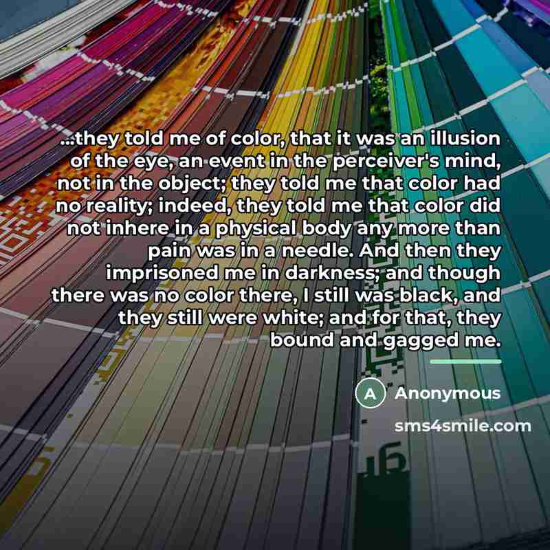 “...they told me of color, that it was an illusion…” quote by Anonymous