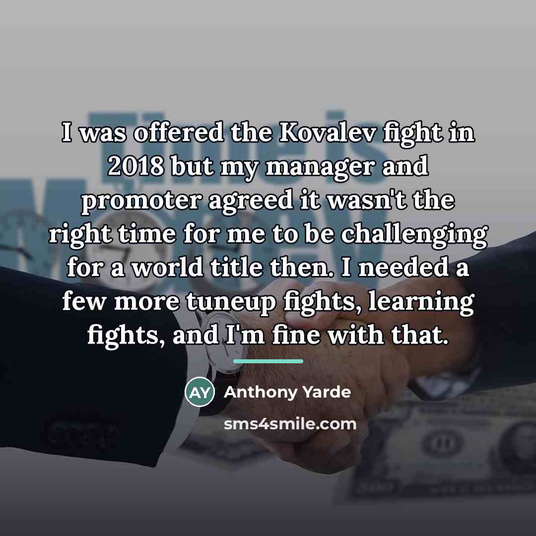 “I was offered the Kovalev fight in 2018 but my…” quote by Anthony Yarde