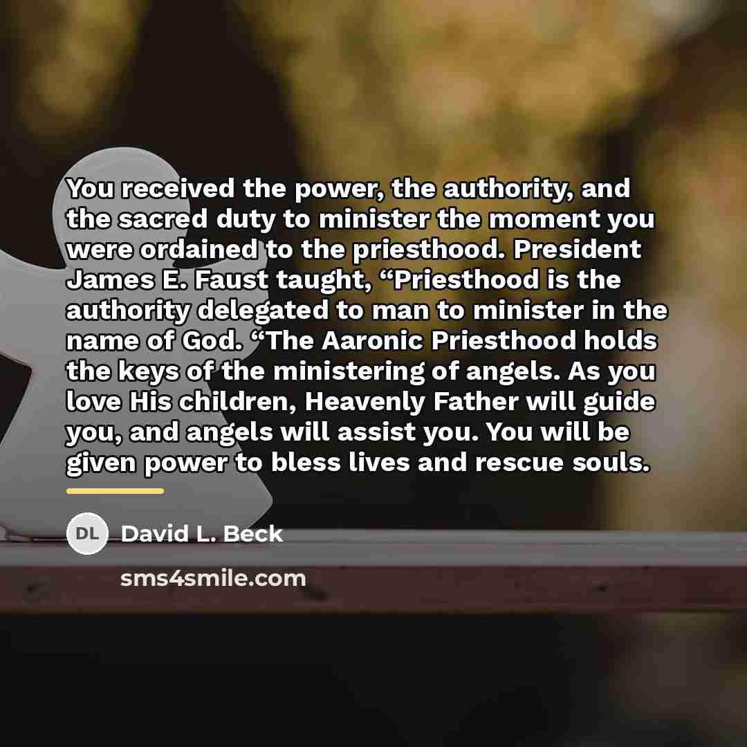 “You received the power, the authority, and the sacred duty…” quote by David L. Beck