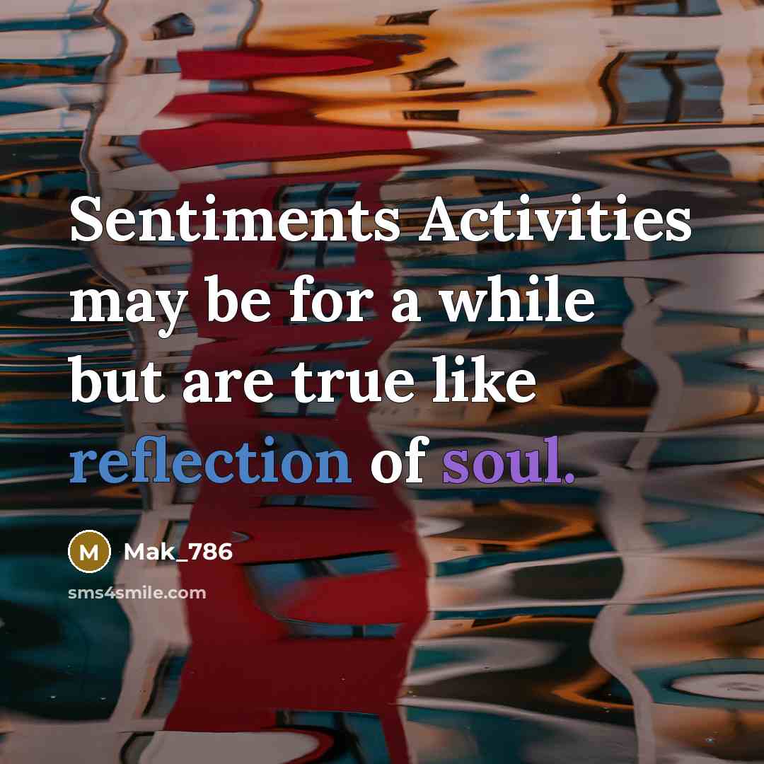 “Sentiments Activities may be for a while but are true like reflection of soul.” quote by Mak_786