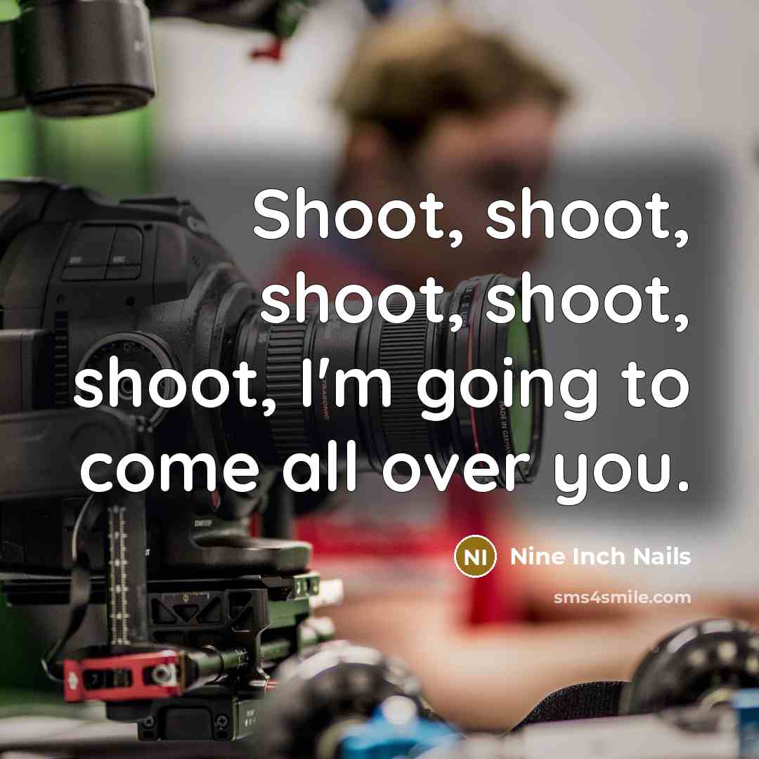 “Shoot, shoot, shoot, shoot, shoot, I'm going to come all over you.” quote by Nine Inch Nails