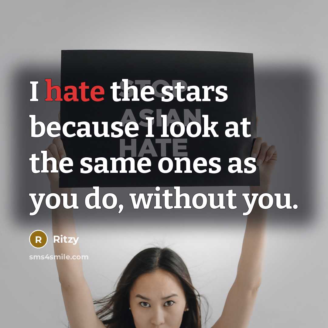 “I hate the stars because I look at the same…” quote by Ritzy