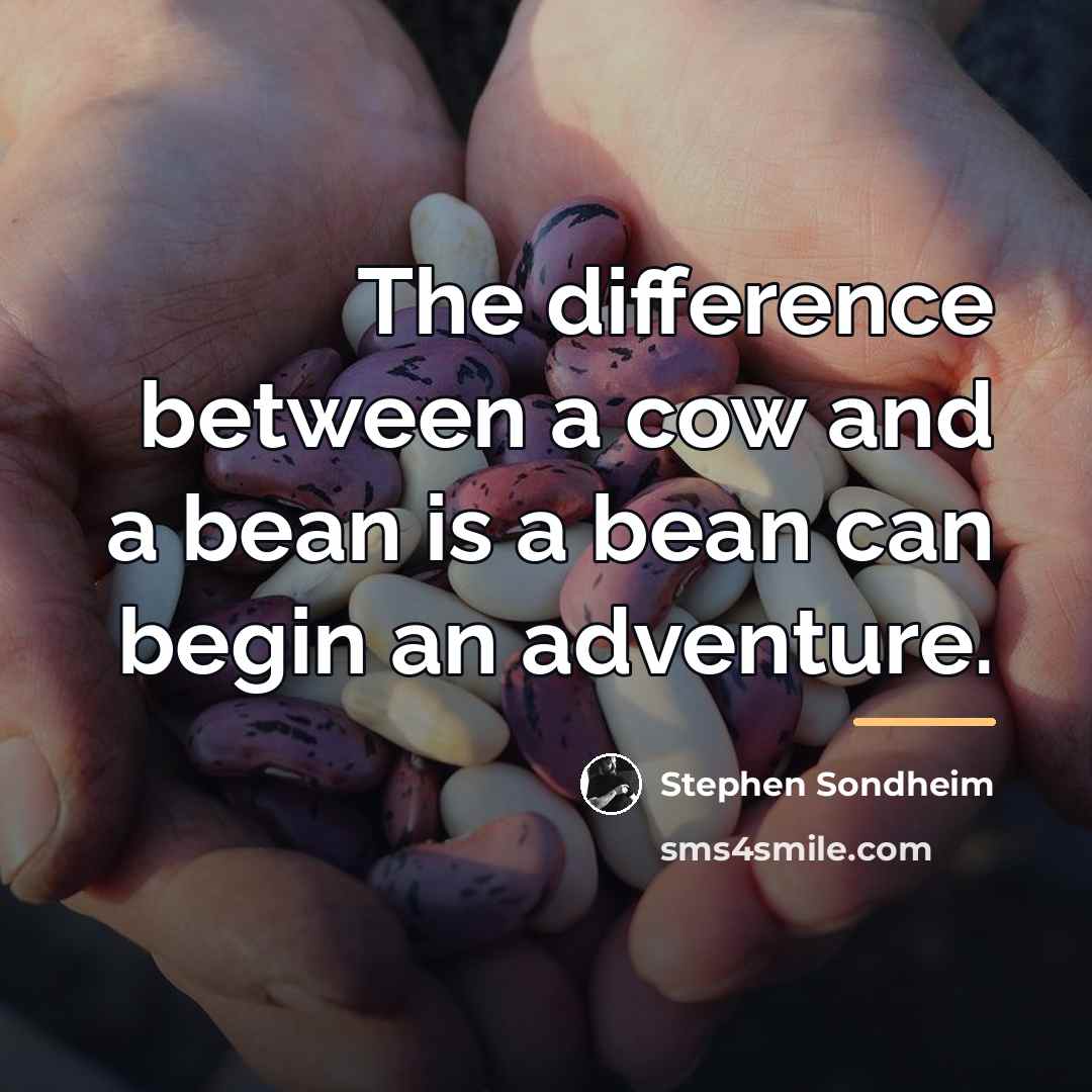 “The difference between a cow and a bean is a…” quote by Stephen Sondheim