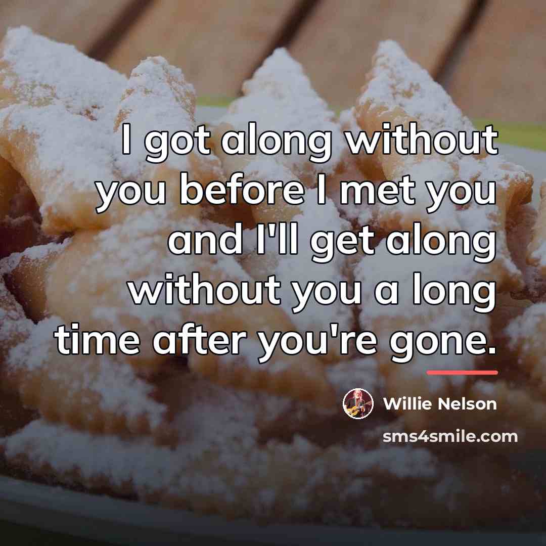 “I got along without you before I met you and…” quote by Willie Nelson