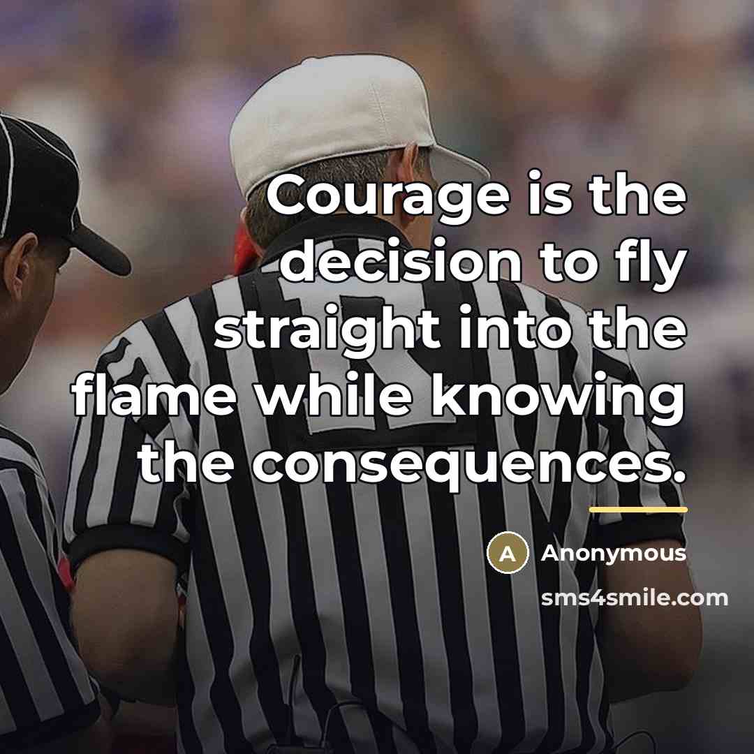 “Courage is the decision to fly straight into the flame…” quote by Anonymous