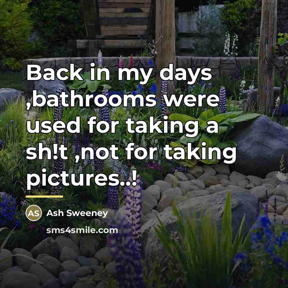 “Back in my days ,bathrooms were used for taking a…” quote by Ash Sweeney