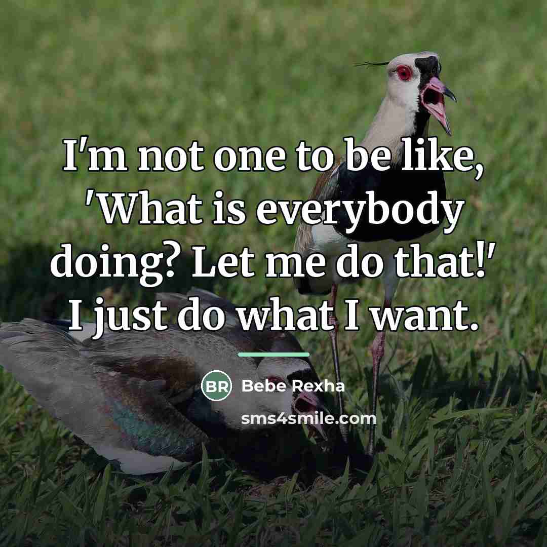 “I'm not one to be like, 'What is everybody doing?…” quote by Bebe Rexha