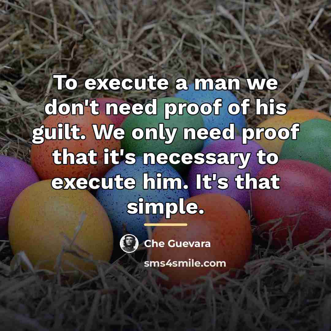 “To execute a man we don't need proof of his…” quote by Che Guevara