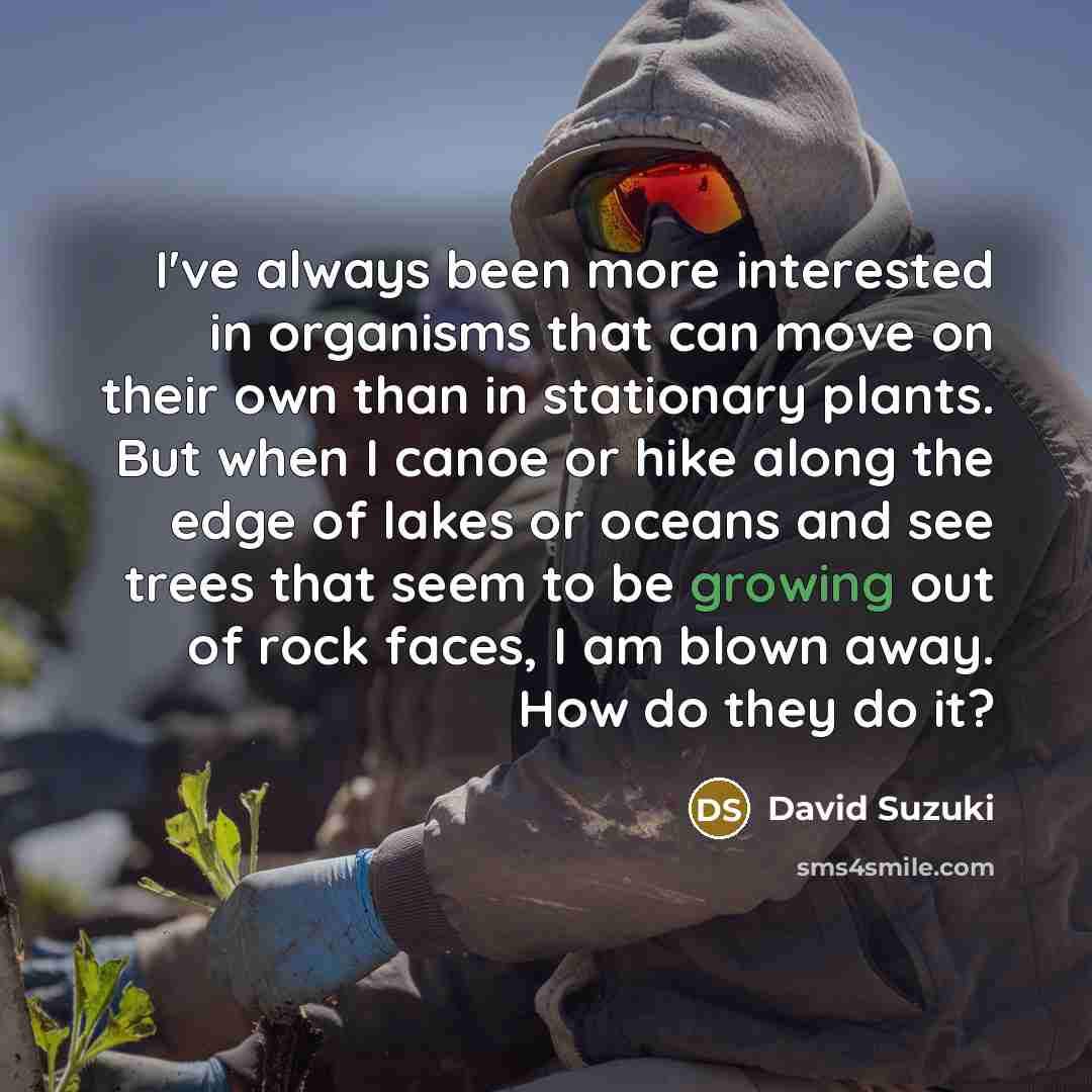 “I've always been more interested in organisms that can move…” quote by David Suzuki