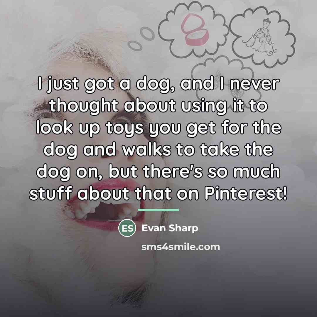 “I just got a dog, and I never thought about…” quote by Evan Sharp