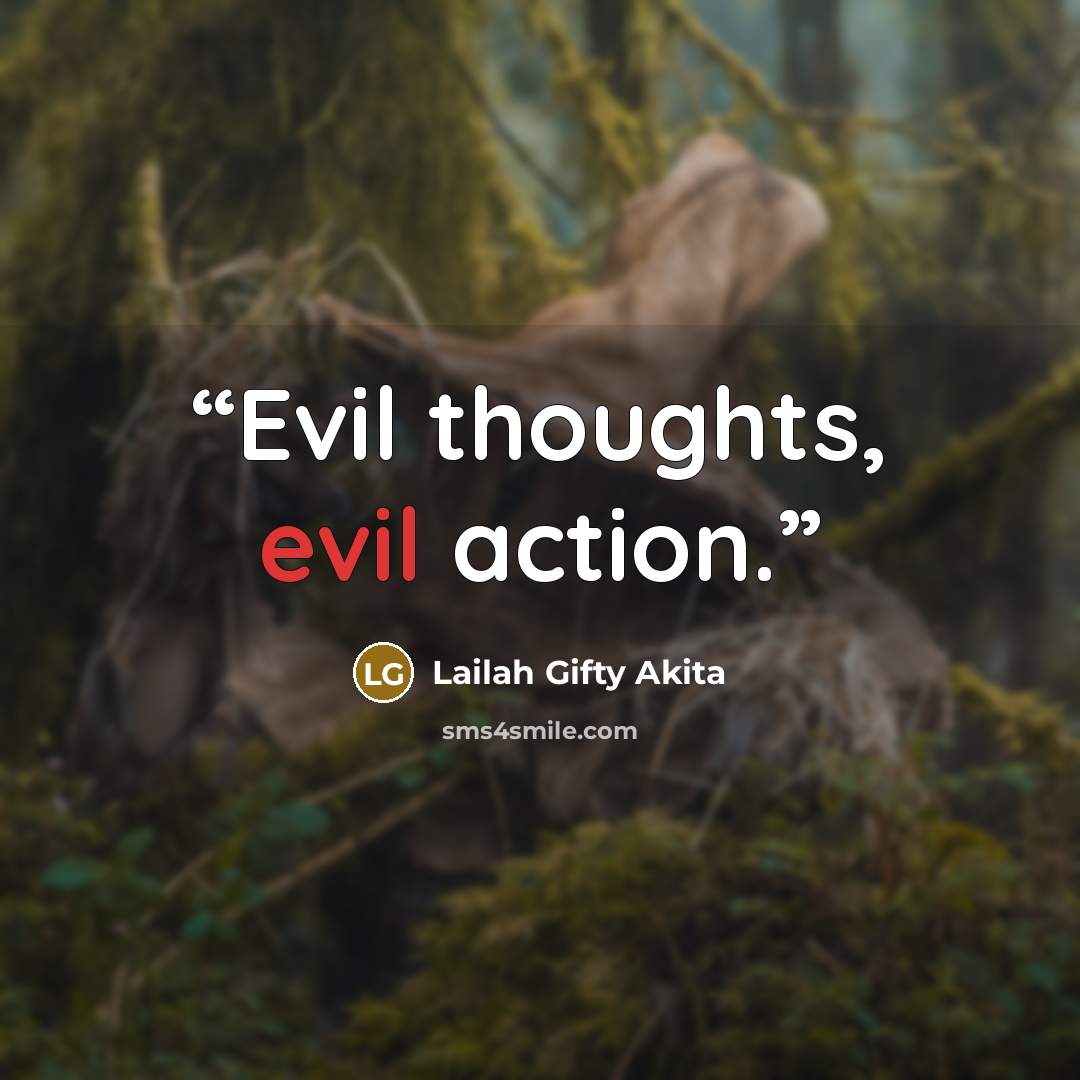 “Evil thoughts, evil action.” quote by Lailah Gifty Akita