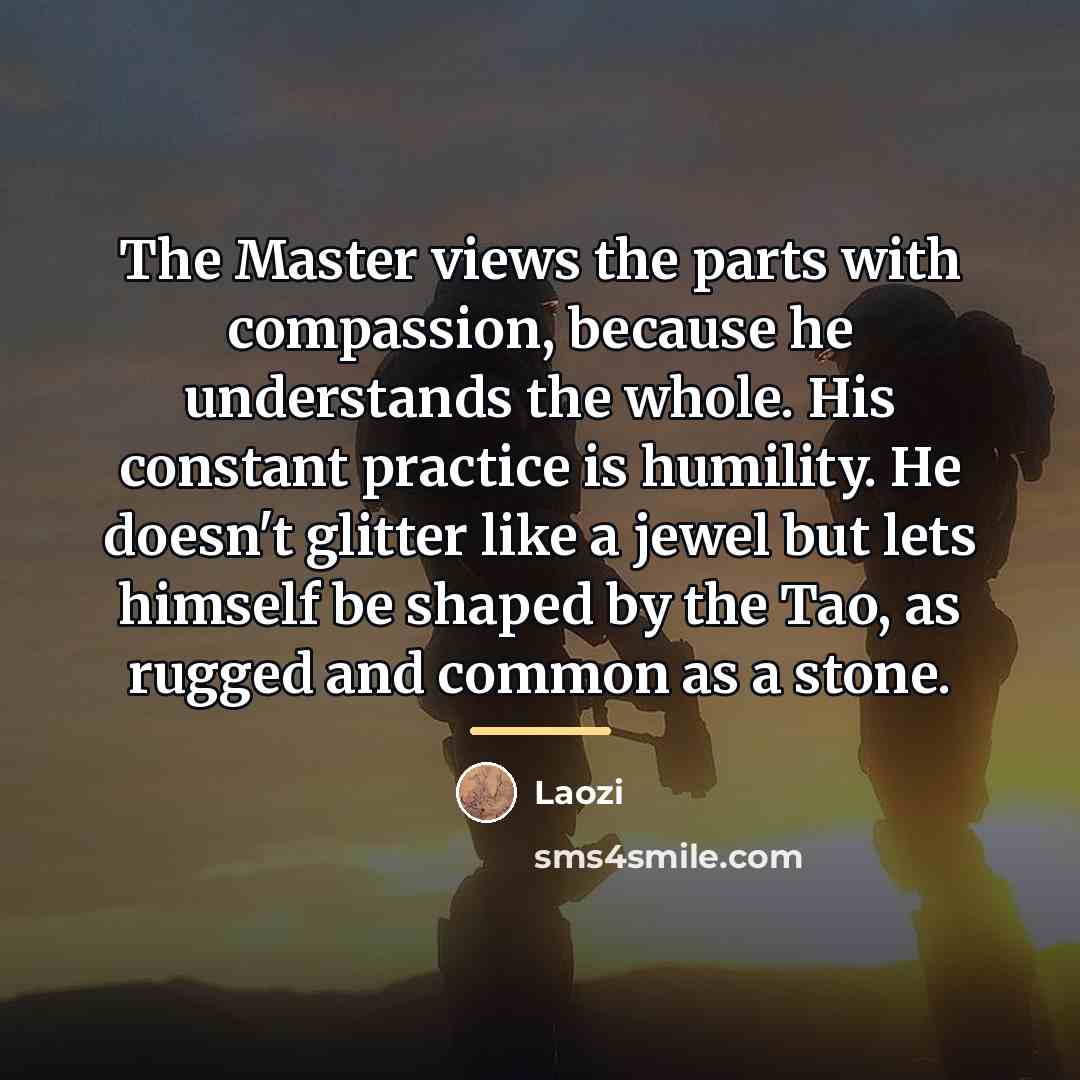 “The Master views the parts with compassion, because he understands…” quote by Laozi
