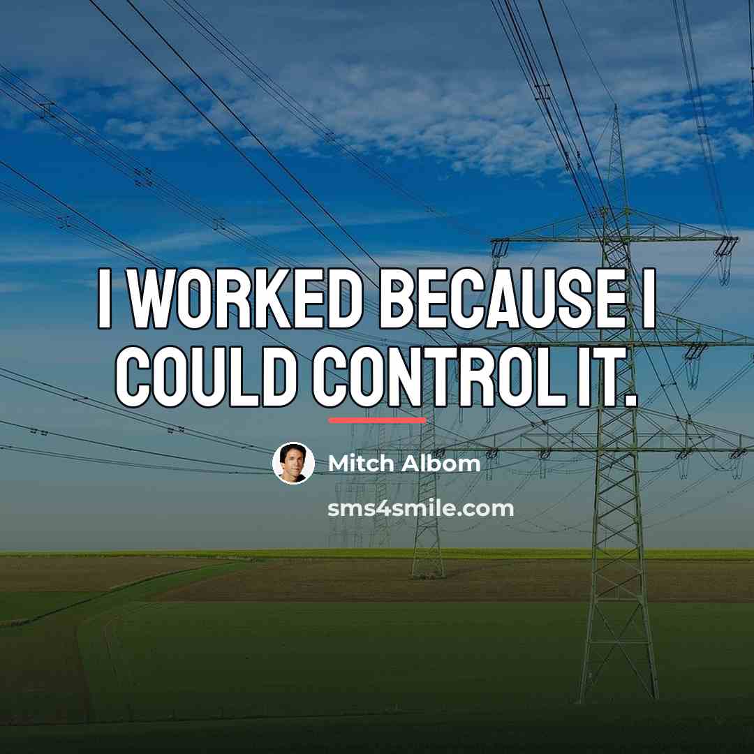 “I worked because I could control it.…” quote by Mitch Albom