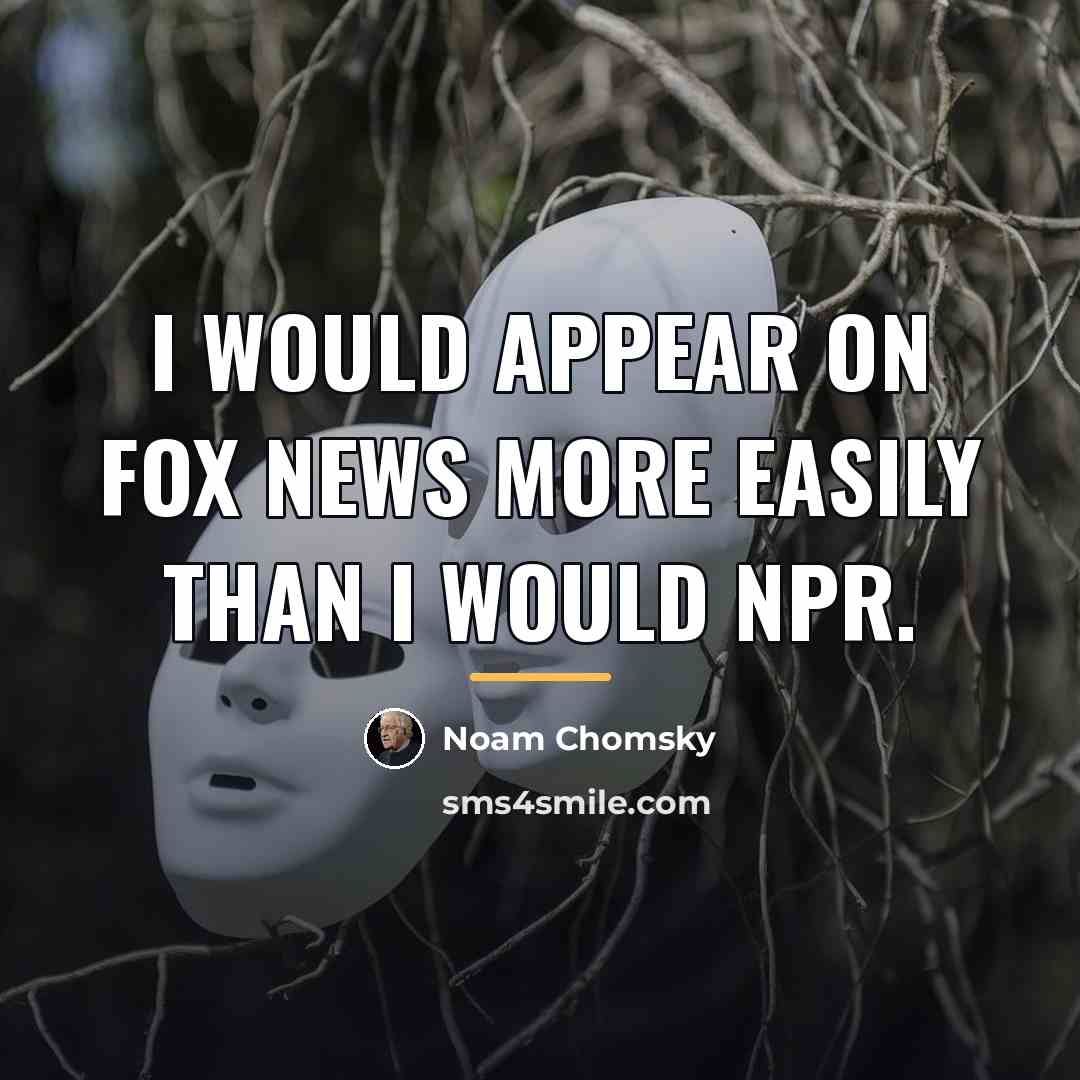 “I would appear on Fox News more easily than I…” quote by Noam Chomsky
