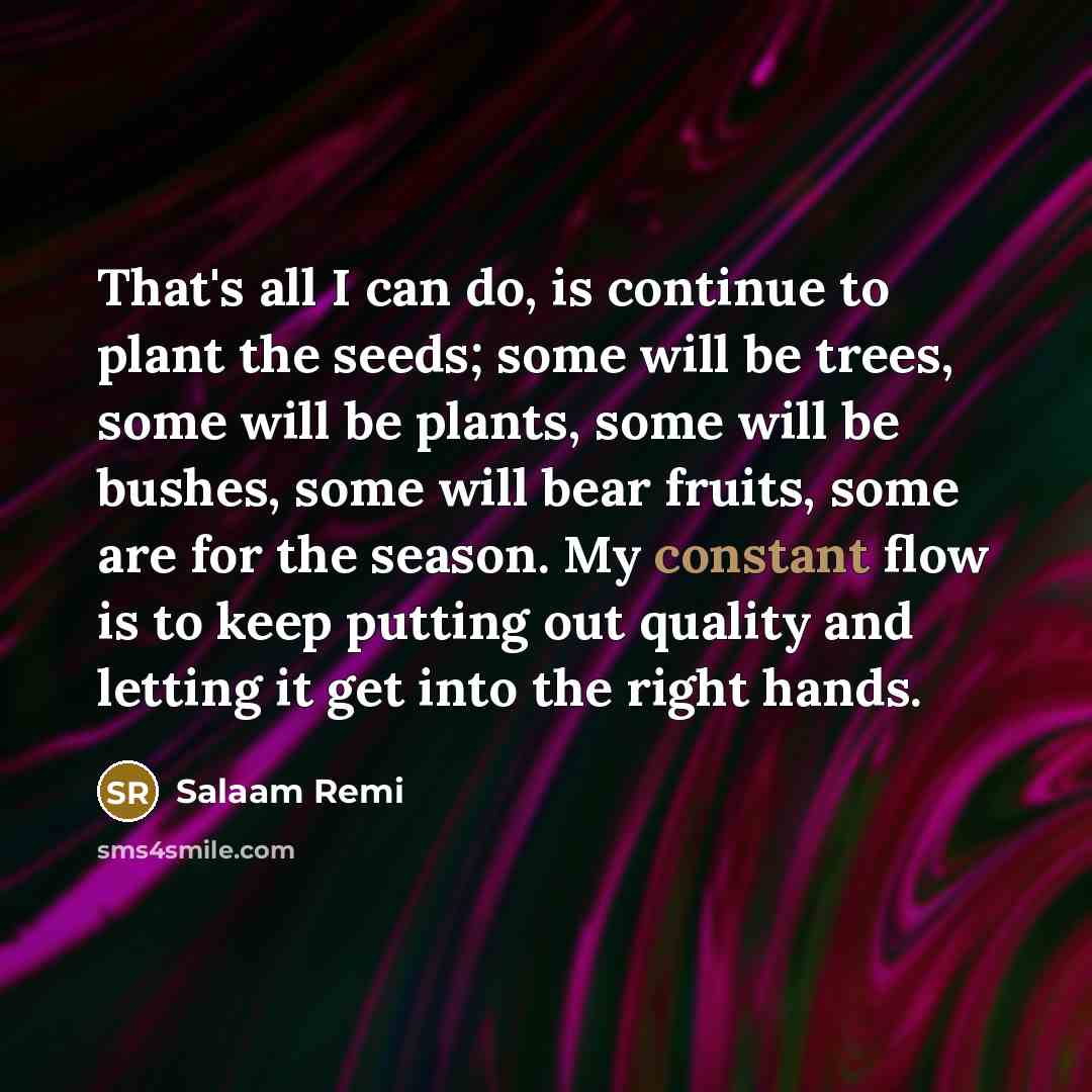 “That's all I can do, is continue to plant the…” quote by Salaam Remi