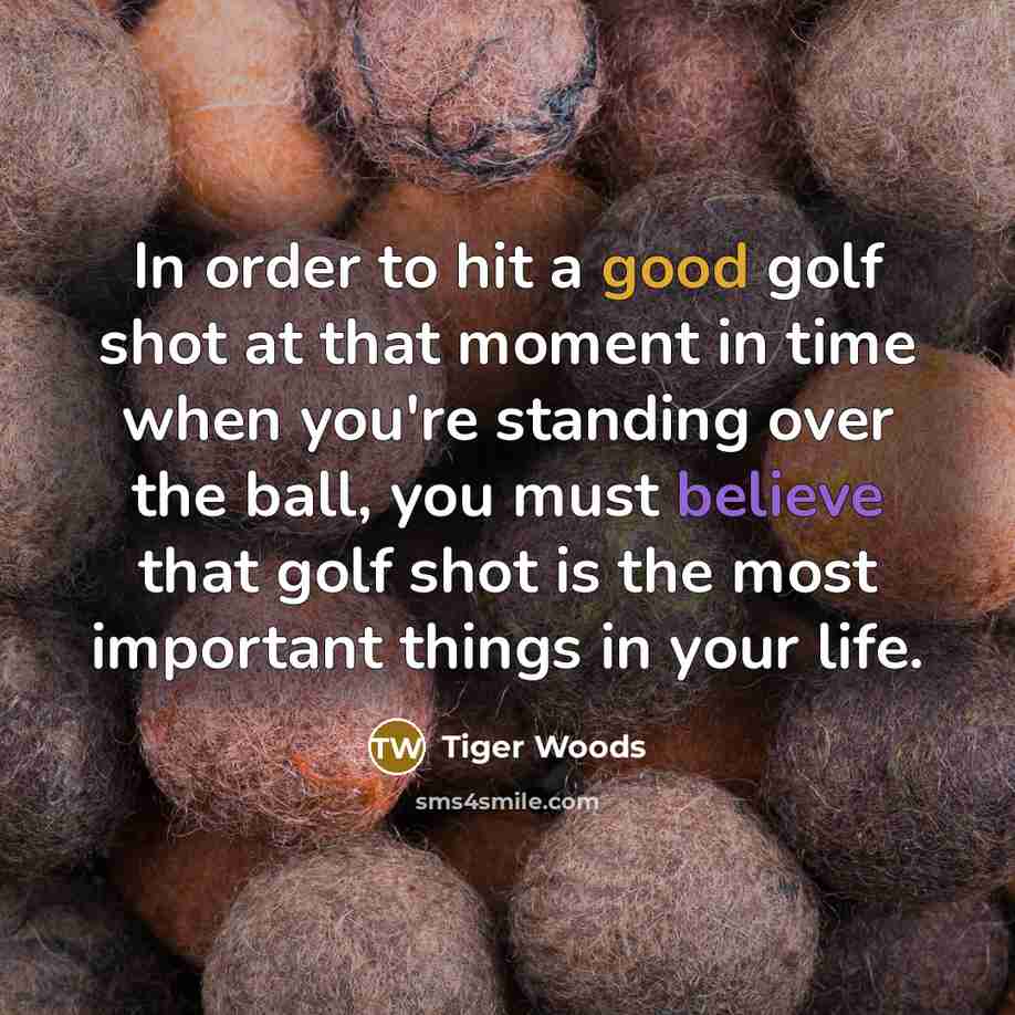 “In order to hit a good golf shot at that…” quote by Tiger Woods