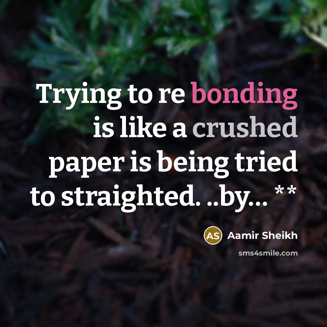 “Trying to re bonding is like a crushed paper is…” quote by Aamir Sheikh