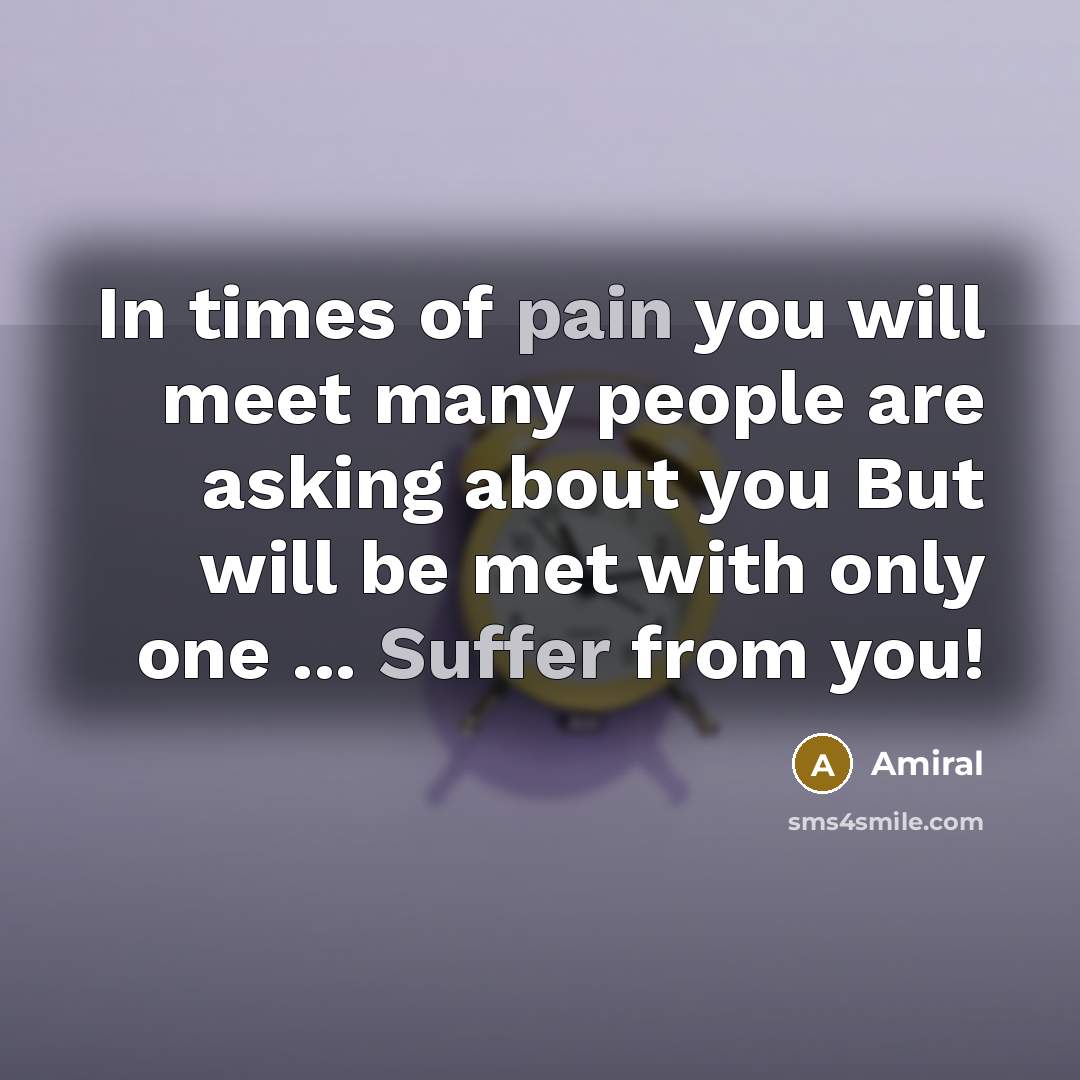 “In times of pain you will meet many people are…” quote by Amiral