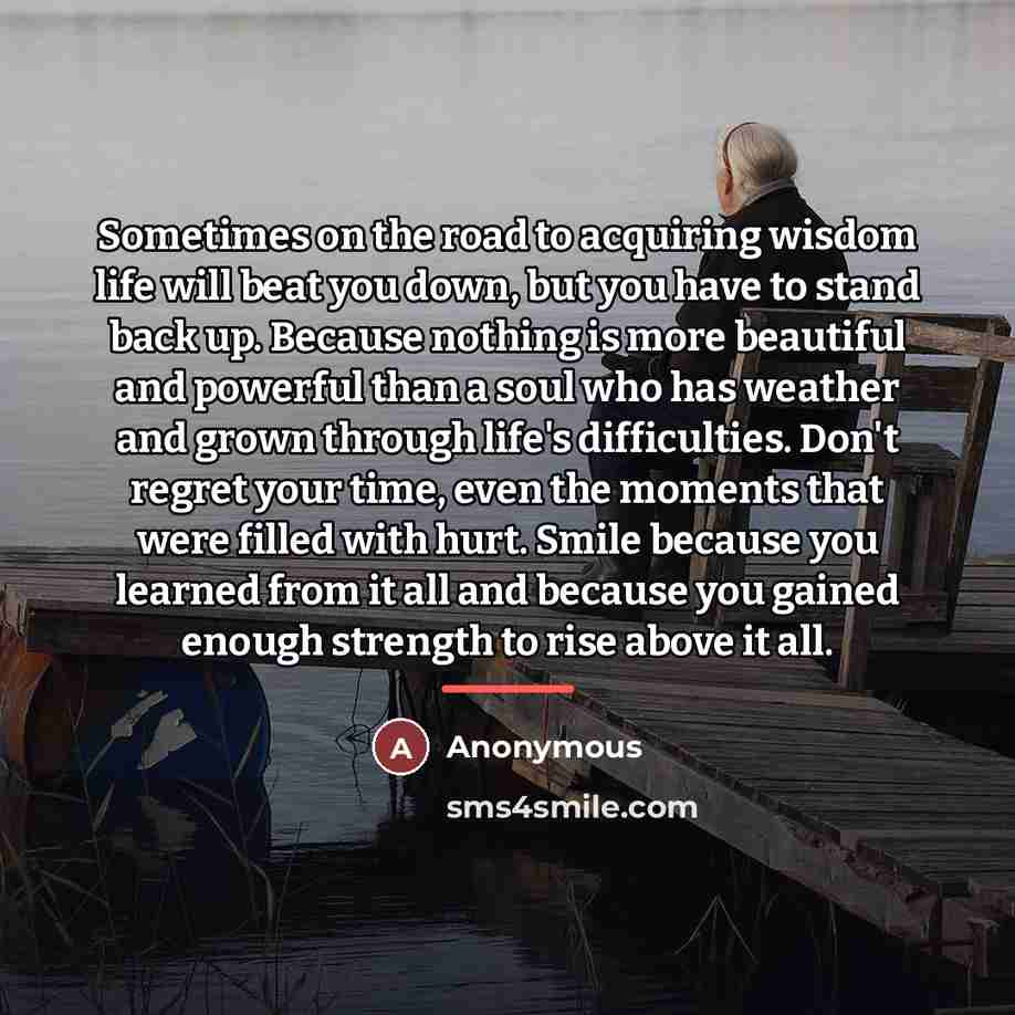 “Sometimes on the road to acquiring wisdom life will beat…” quote by Anonymous