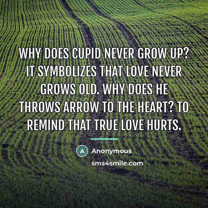 “Why does Cupid never grow up? It symbolizes that love…” quote by Anonymous