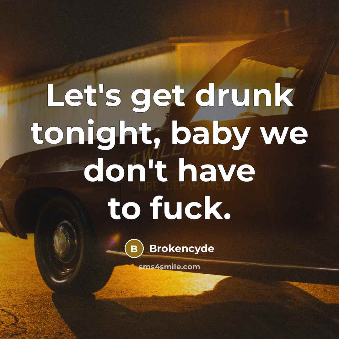 “Let's get drunk tonight, baby we don't have to fuck.” quote by Brokencyde