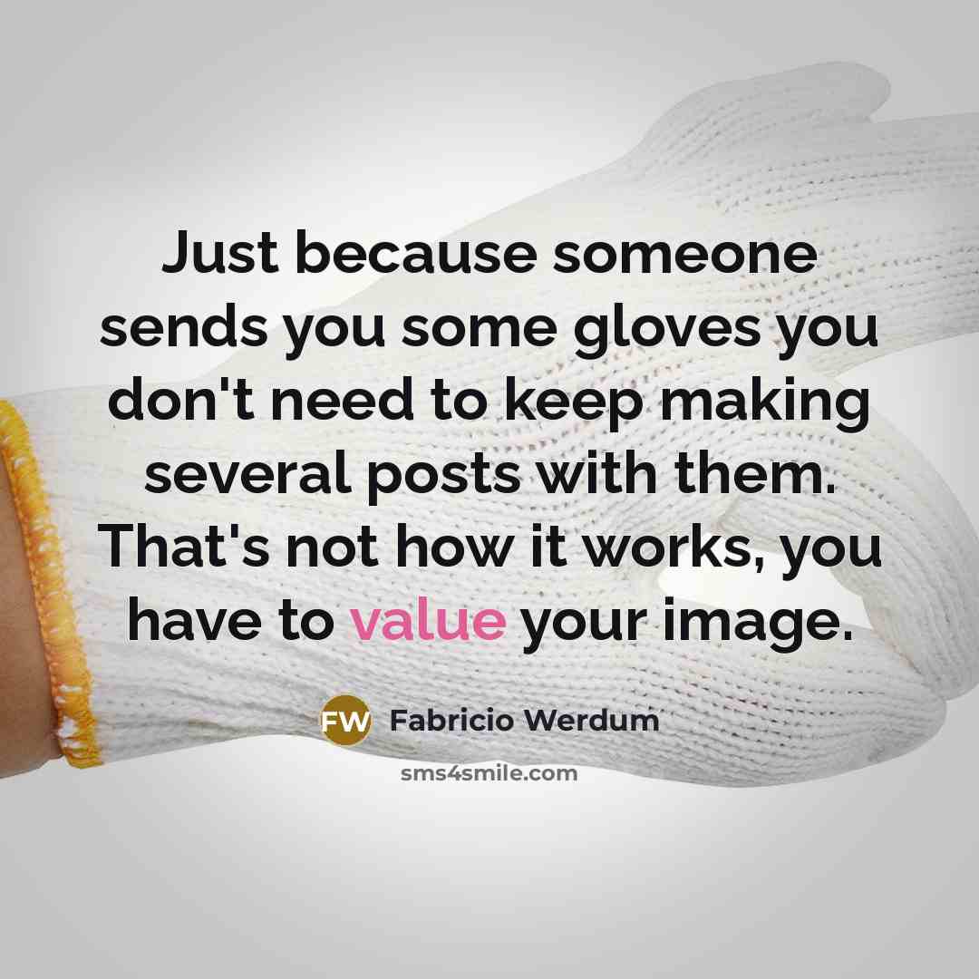 “Just because someone sends you some gloves you don't need to keep making several posts with them. That's not how it works, you have to value your image.” quote by Fabricio Werdum