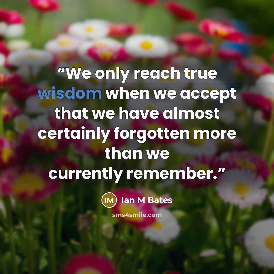 “We only reach true wisdom when we accept that we have almost certainly forgotten more than we currently remember.” quote by Ian M Bates