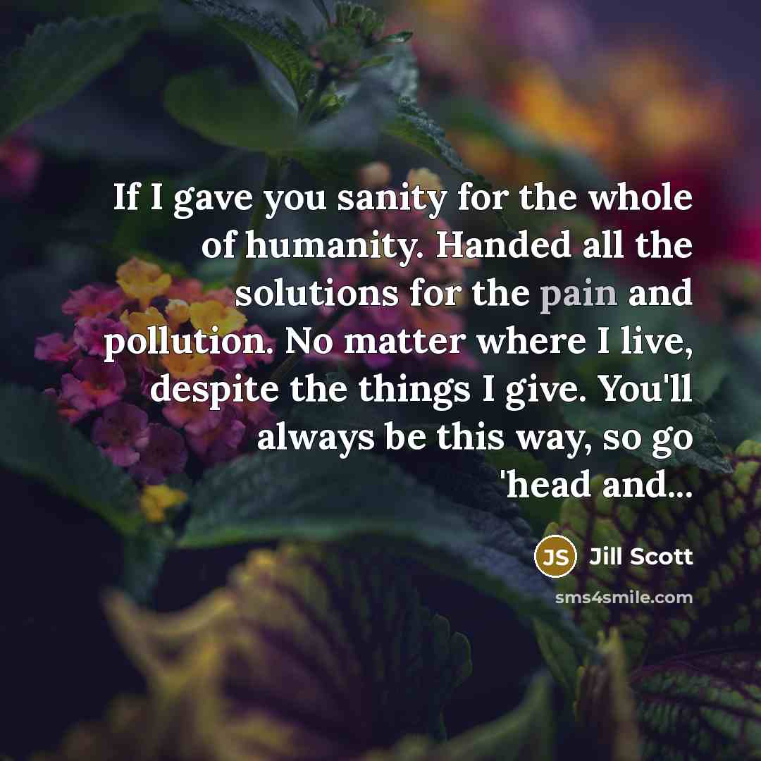 “If I gave you sanity for the whole of humanity.…” quote by Jill Scott